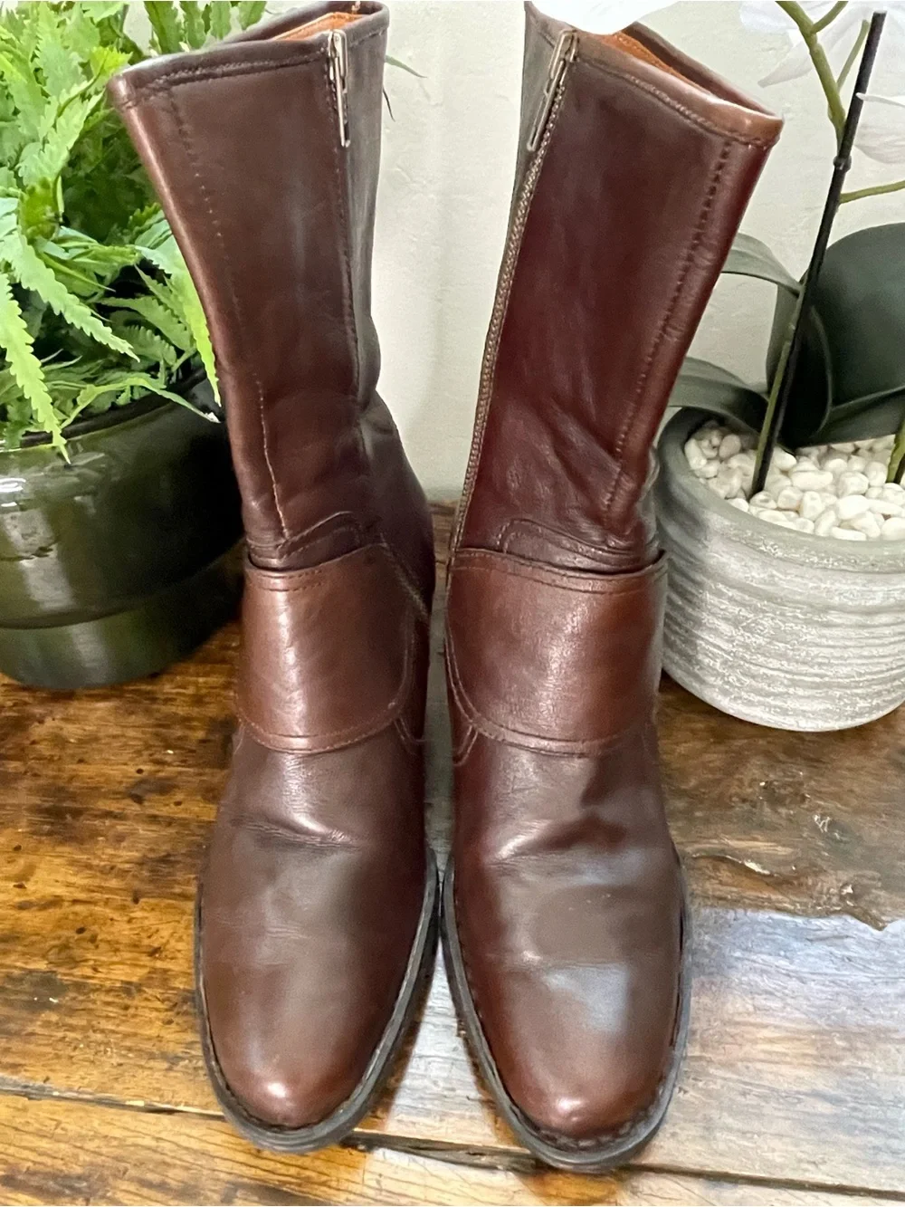 Women's Born Brown Leather Mid-Calf Heeled Boots